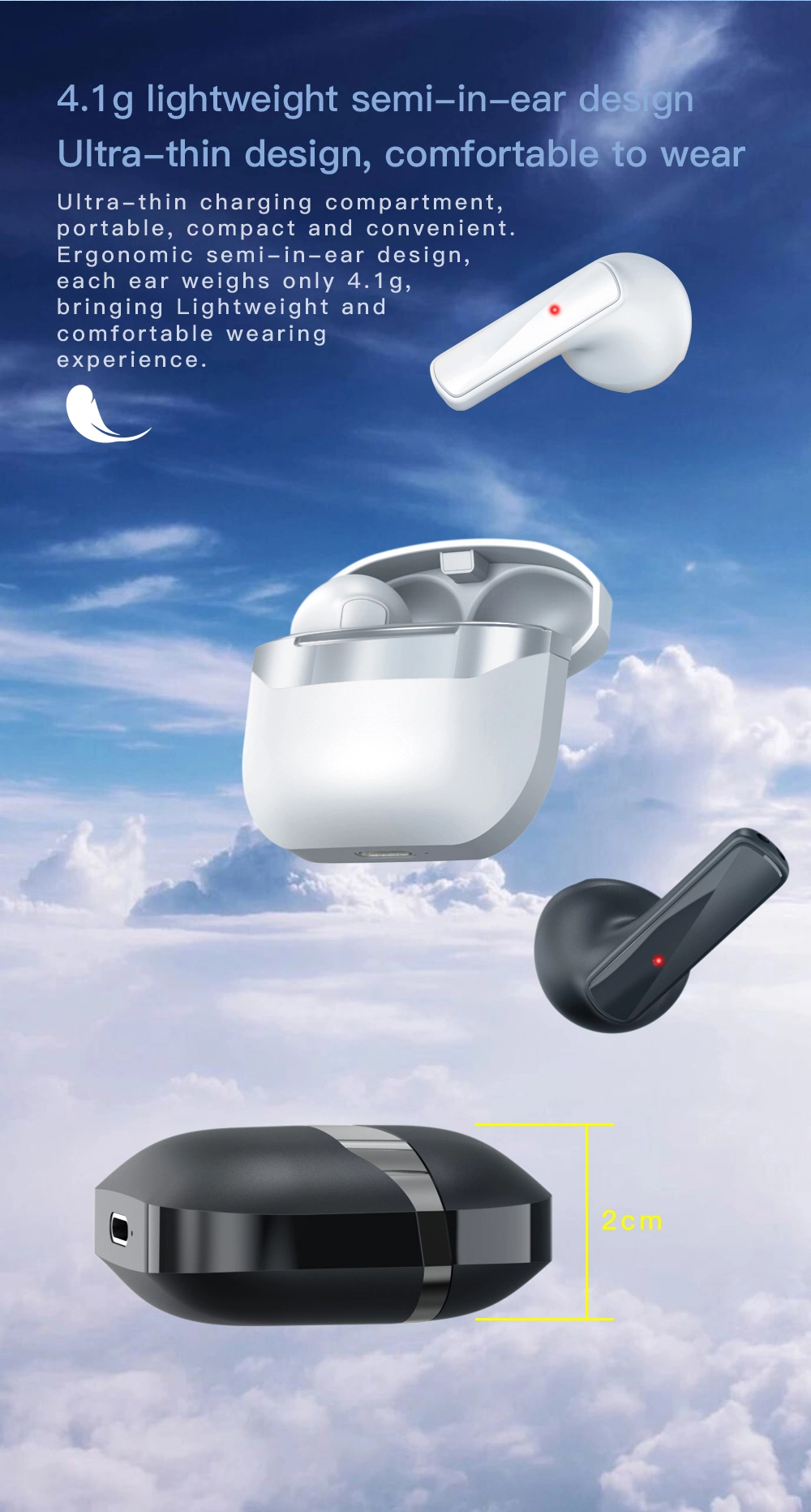 Hot Sale Low Delay Wireless Bluetooth Earphone for Game and Music