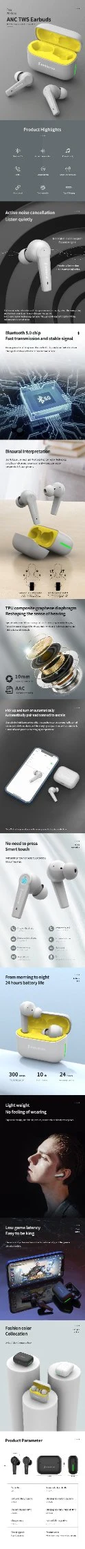 Low Price Anc Bluetooth Wireless 5.0 Handfree Earbuds Running Waterproof Headphone Touch Mini Tws Earphone