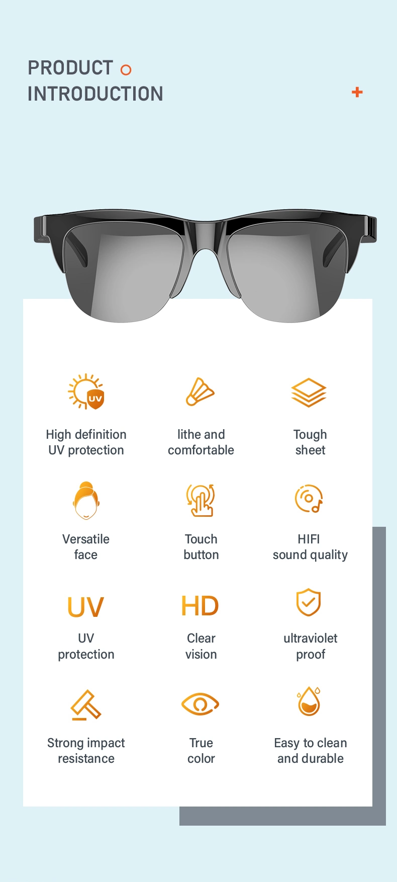 Hands Free Calling Music Audio Wireless Bluetooth 5.3 Earphone Sport Eyewear Speaker Smart Glasses