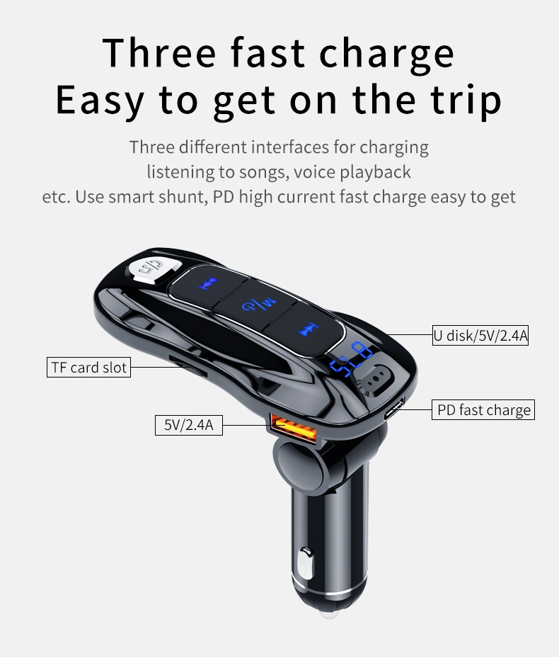 Colorful Light USB Car Charger Bluetooth Handsfree Music Audio Wireless FM Transmitter Radio Bluetooth Car Kits Car MP3 Player