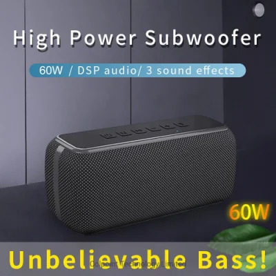 V7 PRO 60 W kabelloser Bluetooth 5.0 Bass-Musiklautsprecher, wiederaufladbarer wasserdichter Subwoofer – Schwarz