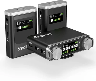 Smallrig W60 Kabelloses Mikrofon für Telefon, Smartphone und Kameras, kabelloses Lavalier-Mikrofon mit Zweikanal-Rauschunterdrückung, Verstärkungsregelung für Vlogging